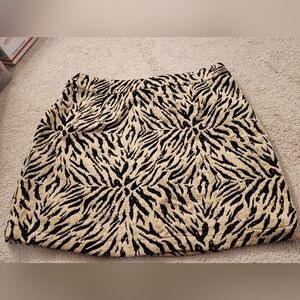 Soncy Black Gold Zebra Print Pencil Skirt Non-Stretch Back Zip Size 14/16 New